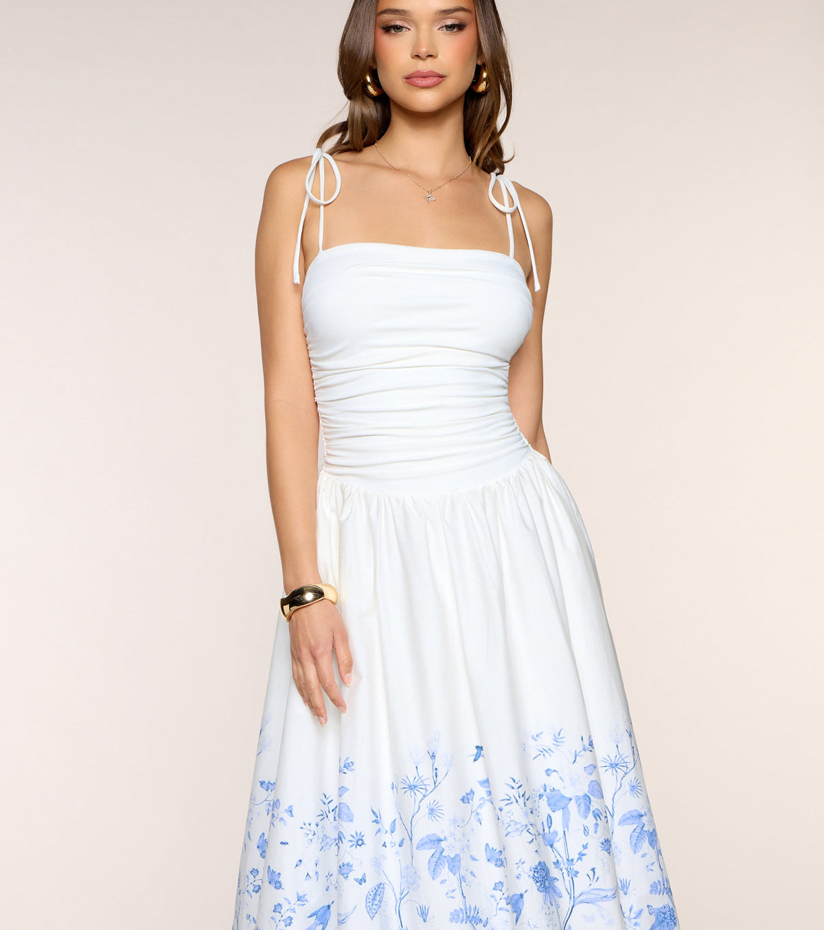 Clarie Floral Poplin A-Line Formal Dress