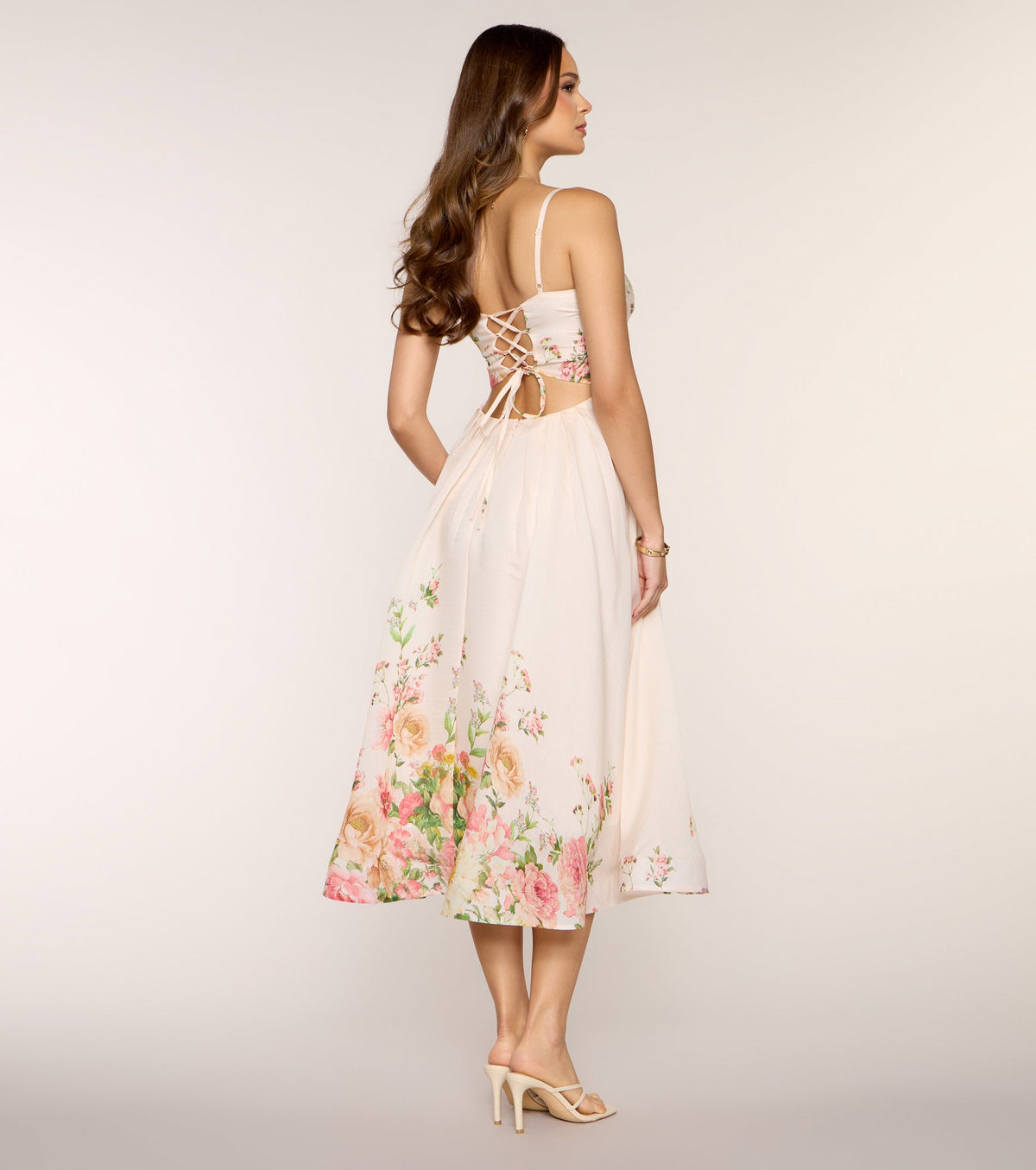 Courtney Floral Lace-Up Formal Dress