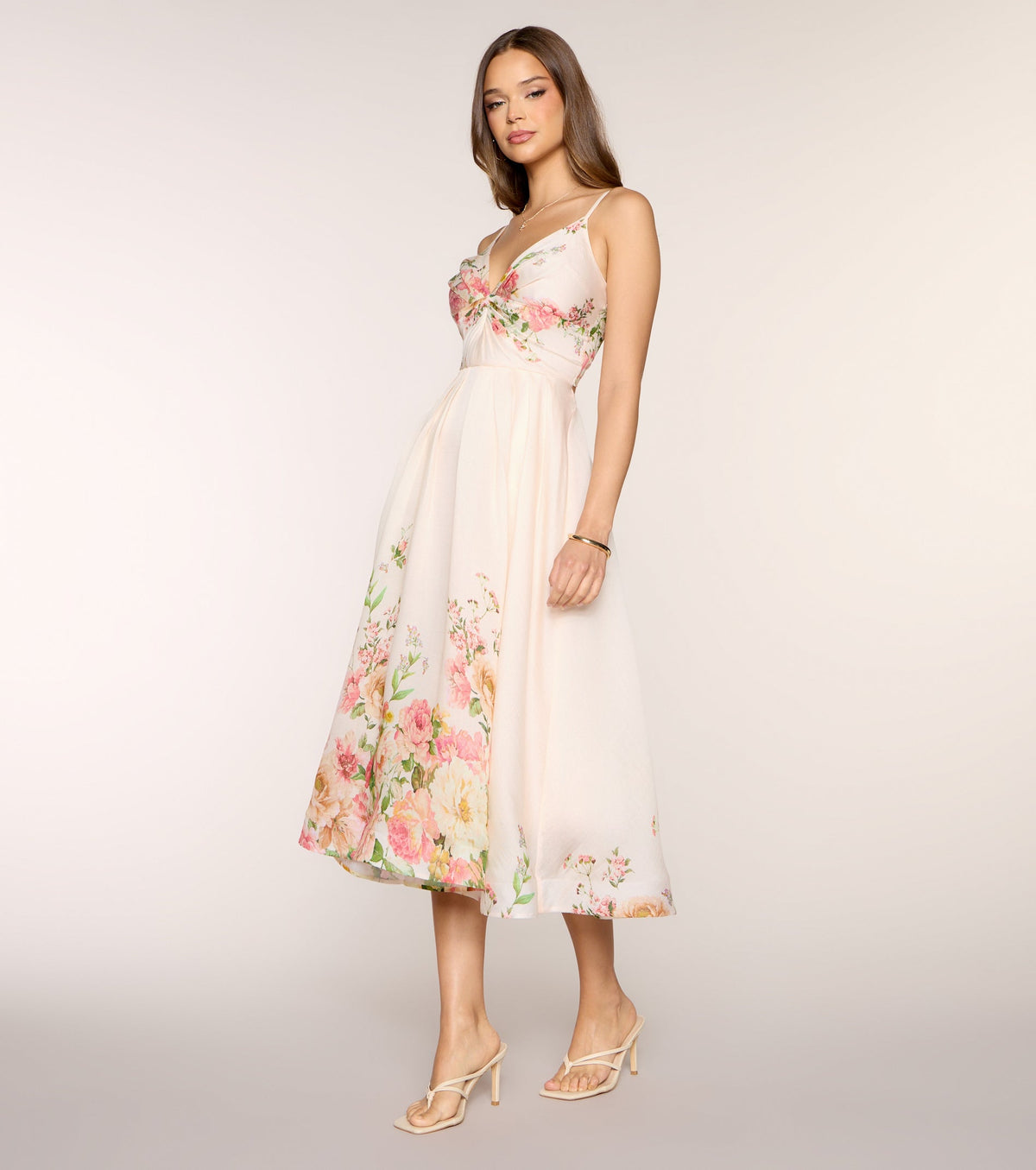 Courtney Floral Lace-Up Formal Dress