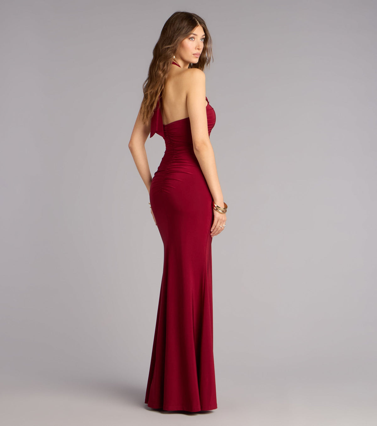 Lilian Halter Flower Cutout Mermaid Formal Dress