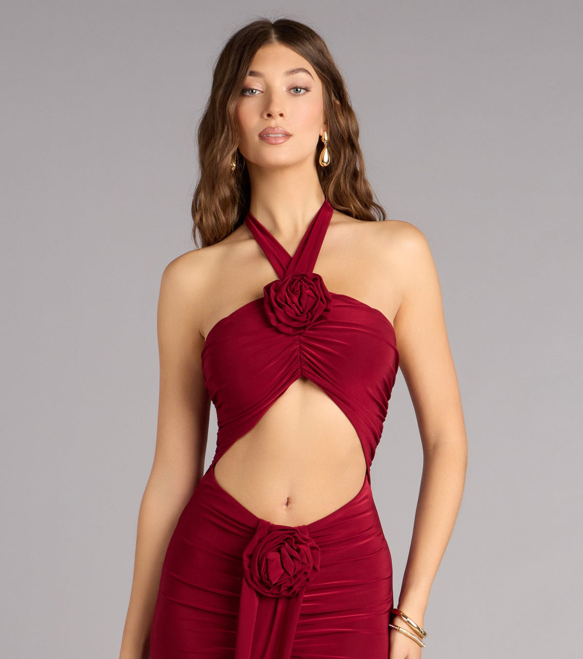 Lilian Halter Flower Cutout Mermaid Formal Dress