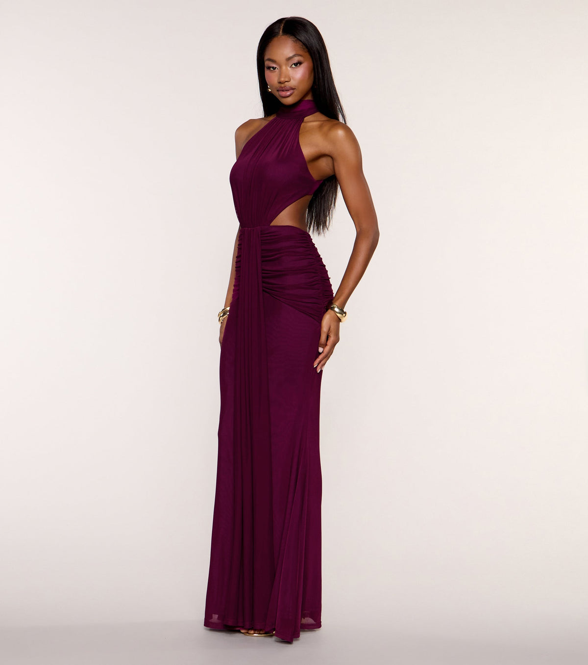 Emerie Mesh Mock Neck Mermaid Dress