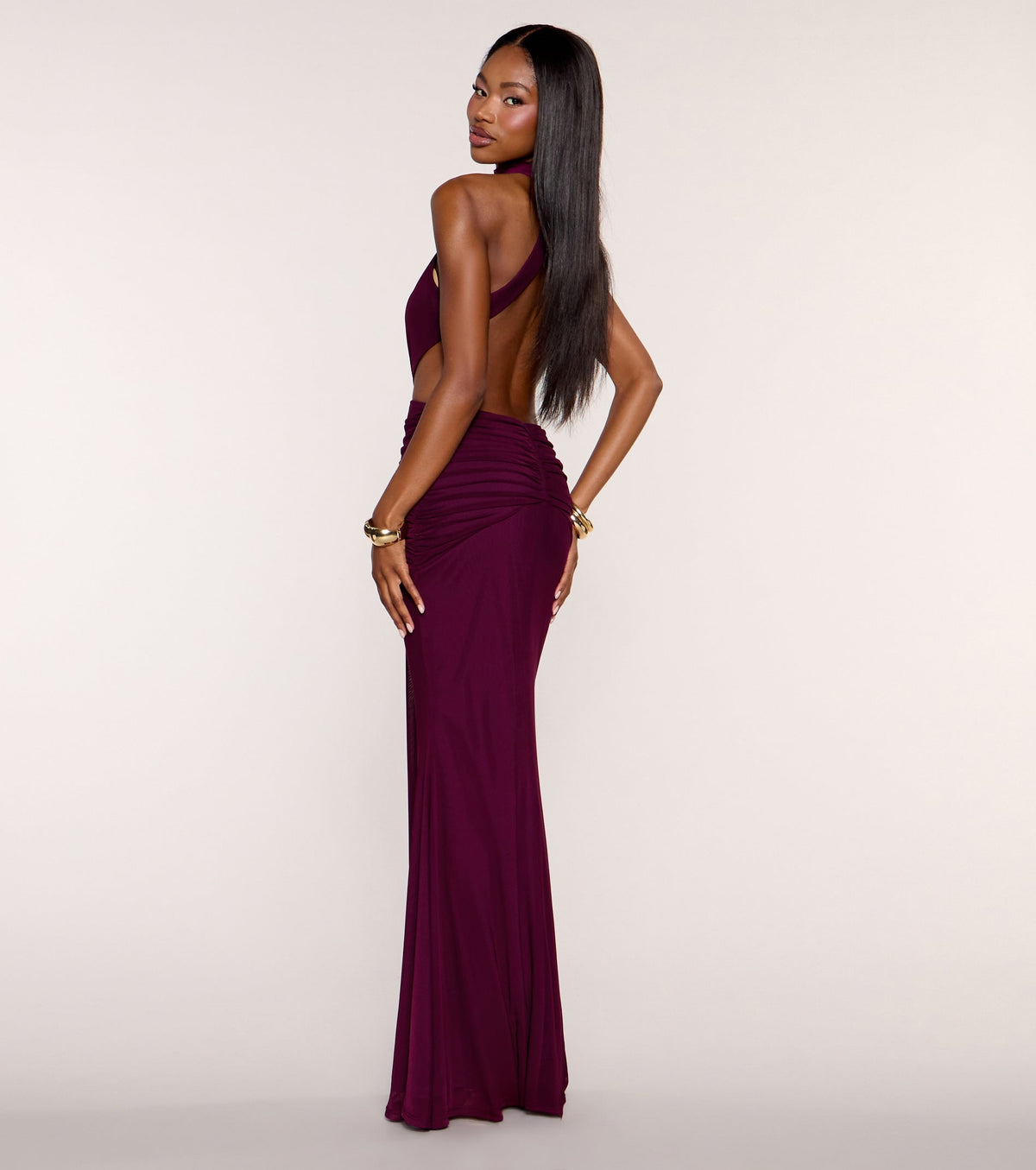 Emerie Mesh Mock Neck Mermaid Dress