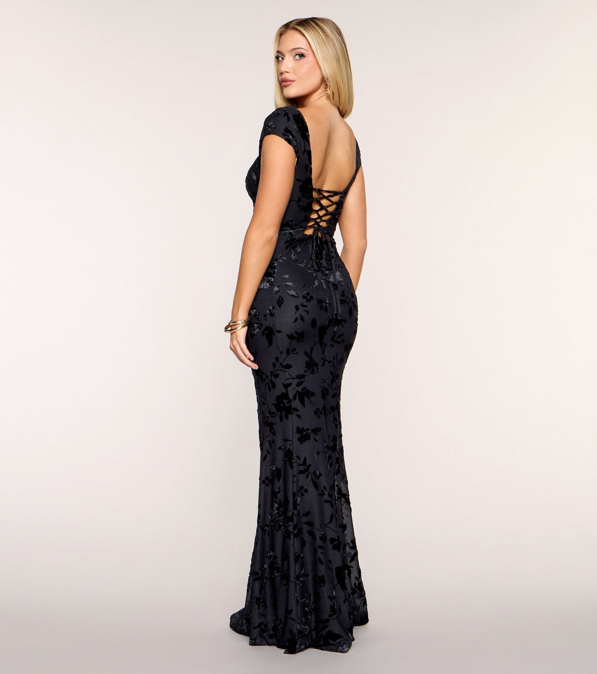 Quinn Floral Cap Sleeve Formal Dress