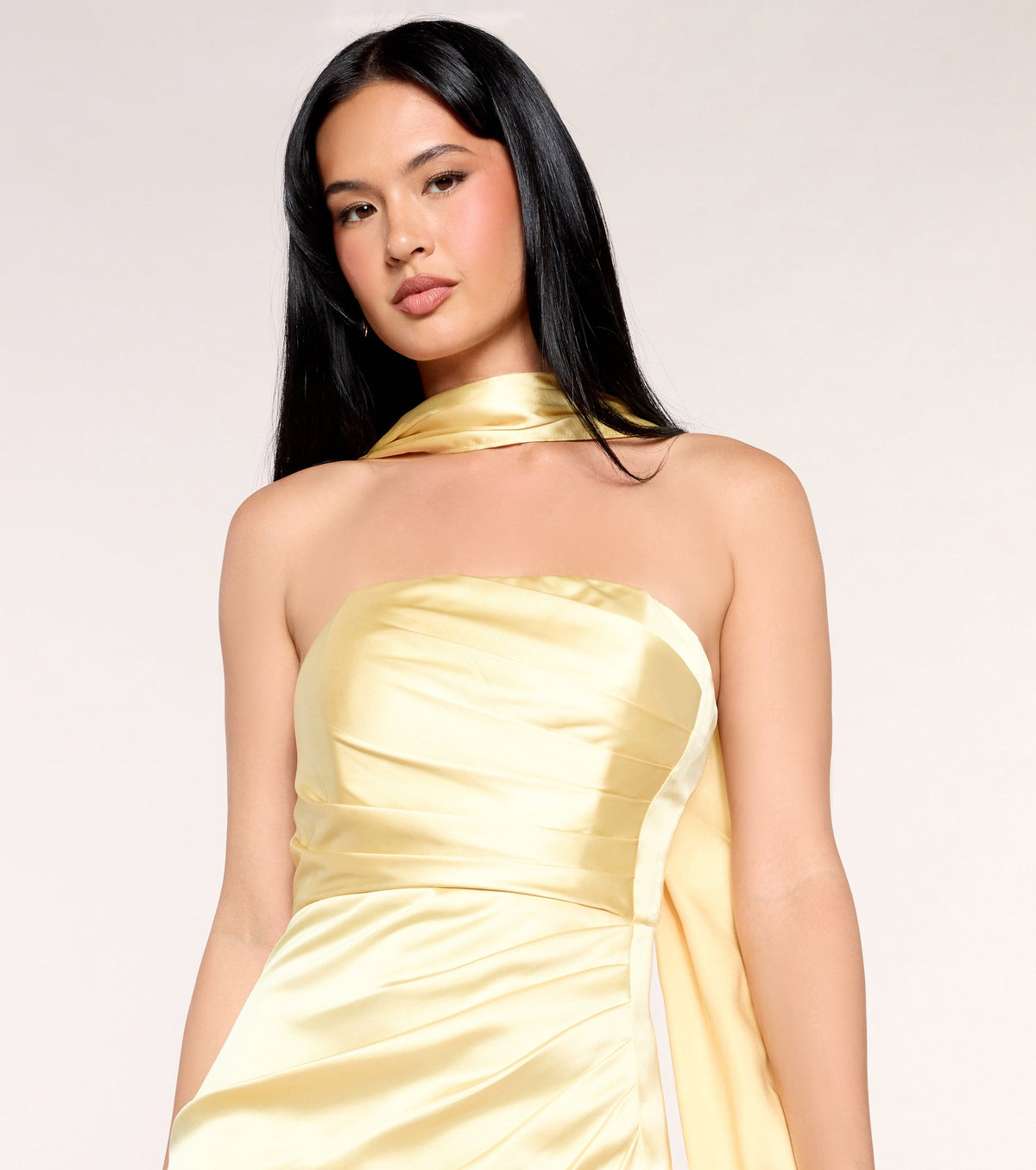 Jordan Satin Formal Dress With Scarf