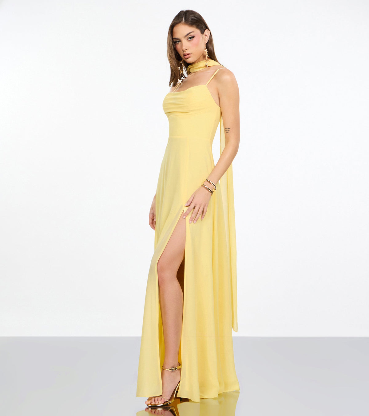 Cassidy Scarf Neck Chiffon Formal Dress