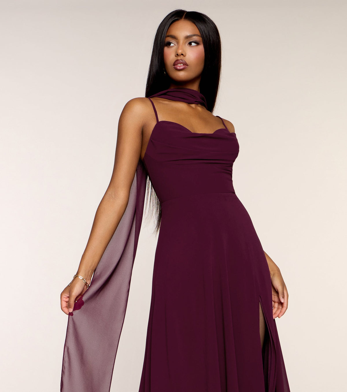 Cassidy Scarf Neck Chiffon Formal Dress