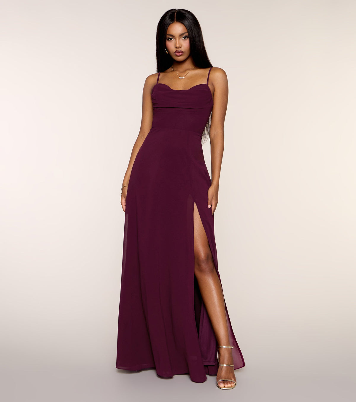 Cassidy Scarf Neck Chiffon Formal Dress