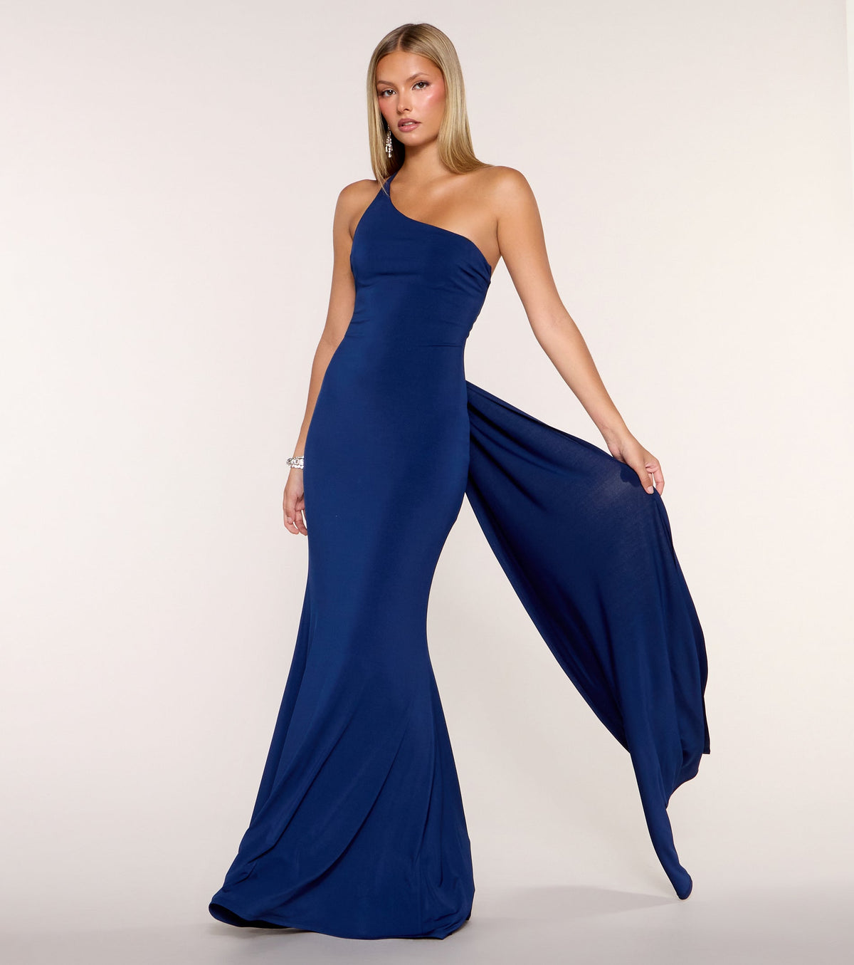 Yvette One-Shoulder Train Mermaid Formal Dress