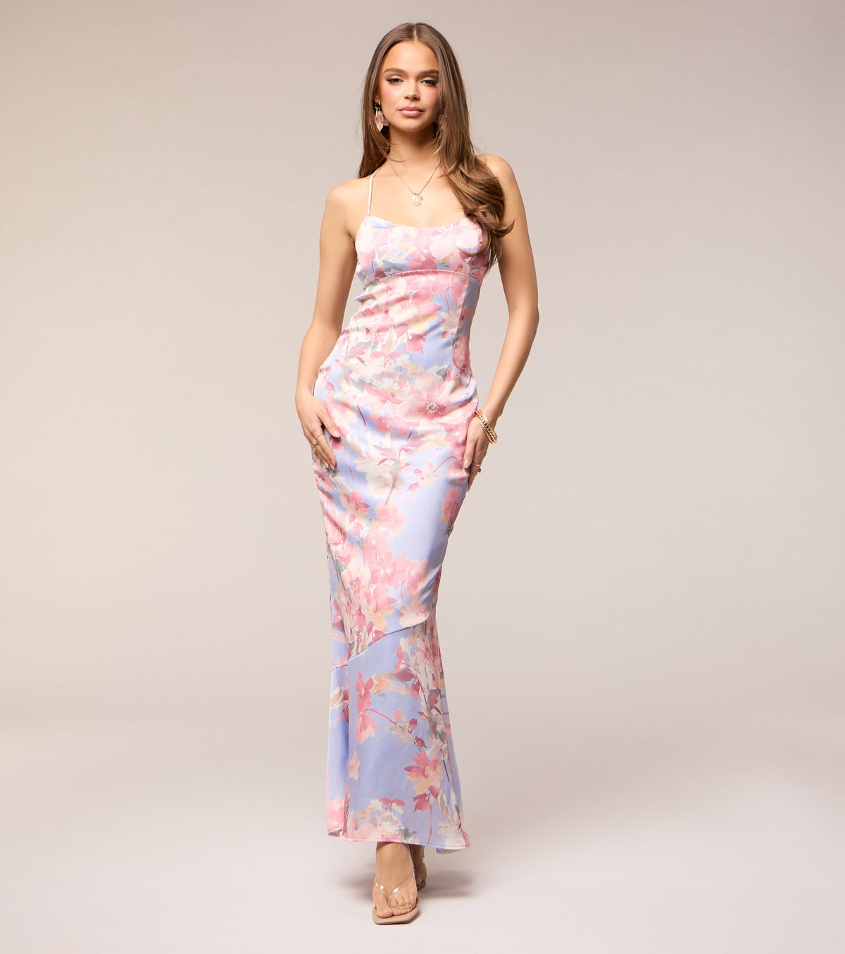 Blossom Blur Satin Floral Maxi Dress