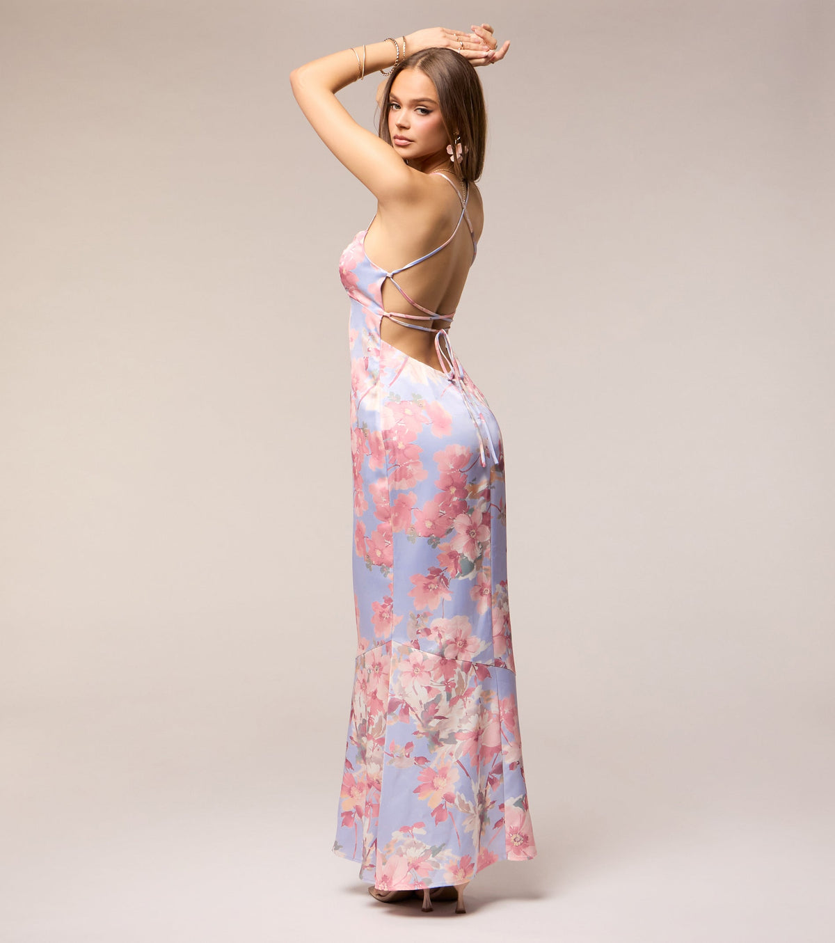 Blossom Blur Satin Floral Maxi Dress