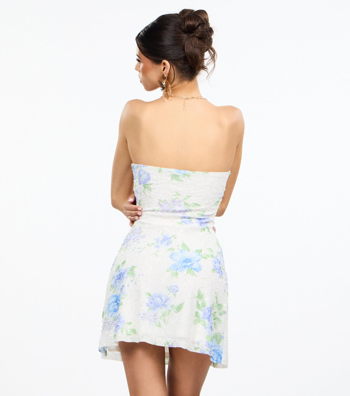 Plans In Bloom Floral Beaded A-Line Mini Dress