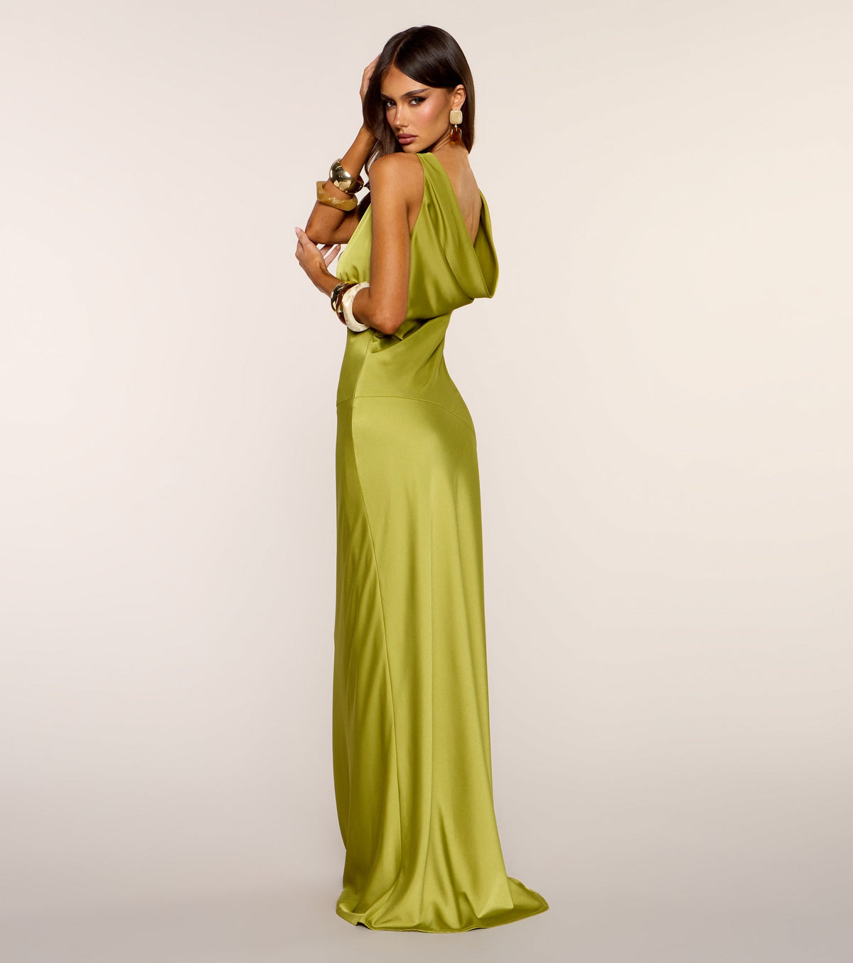Last Look Satin Cowl Back Maxi Dress