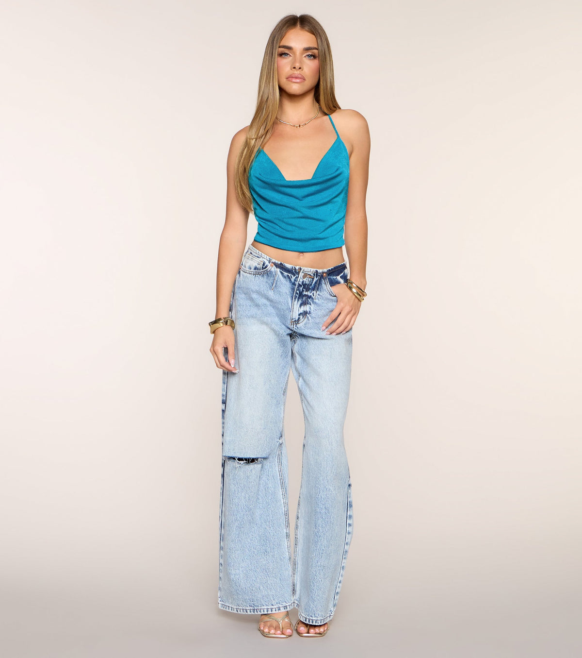 Tie It Up Cowl Halter Crop Top