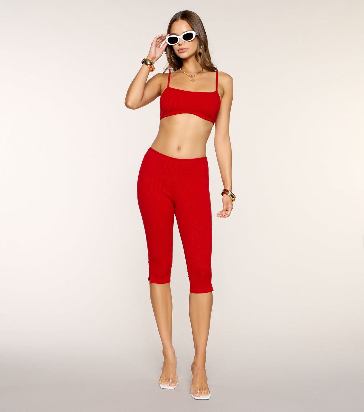 Looking Cute Ribbed Knit Cropped Cami Top