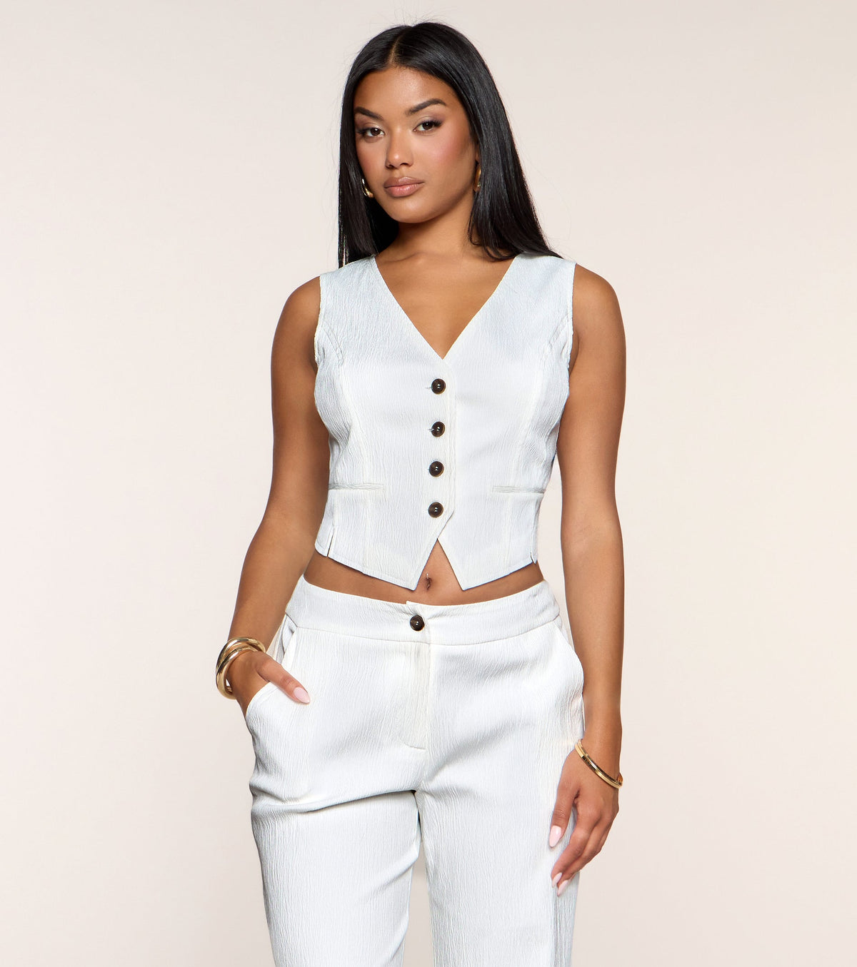 Chic Intentions Button-Down Woven Vest