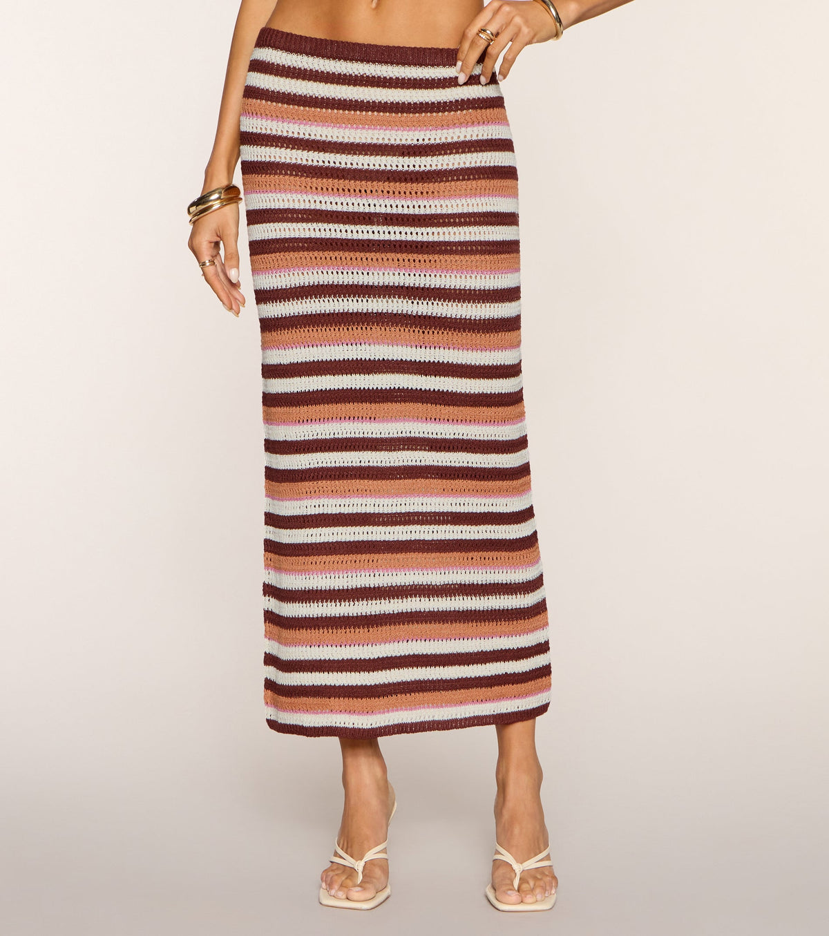 Cutest Charm Striped Crochet Maxi Skirt