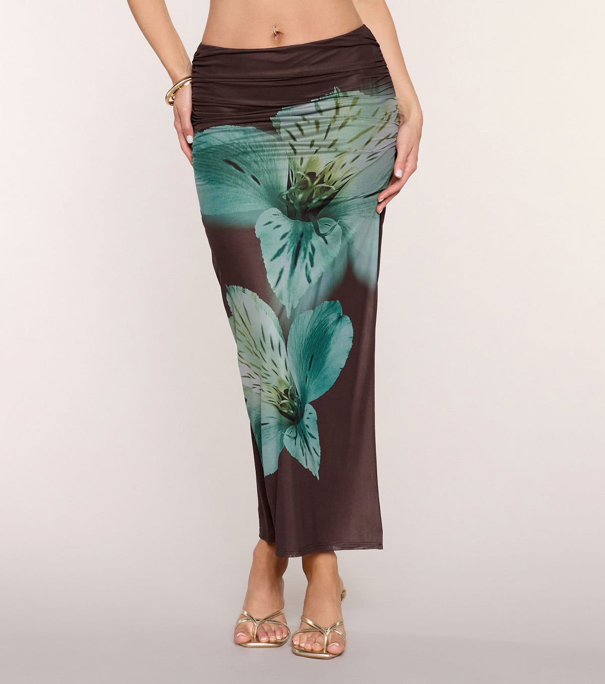 Vacay-Coded Tropical Floral Print Maxi Skirt