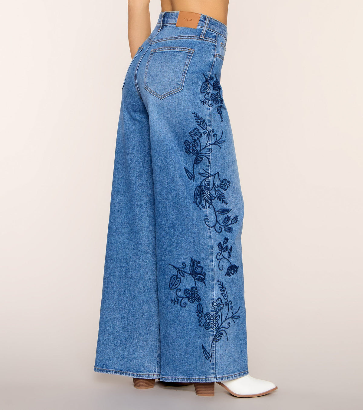 Daydream Stitch Wide-Leg Denim Jeans