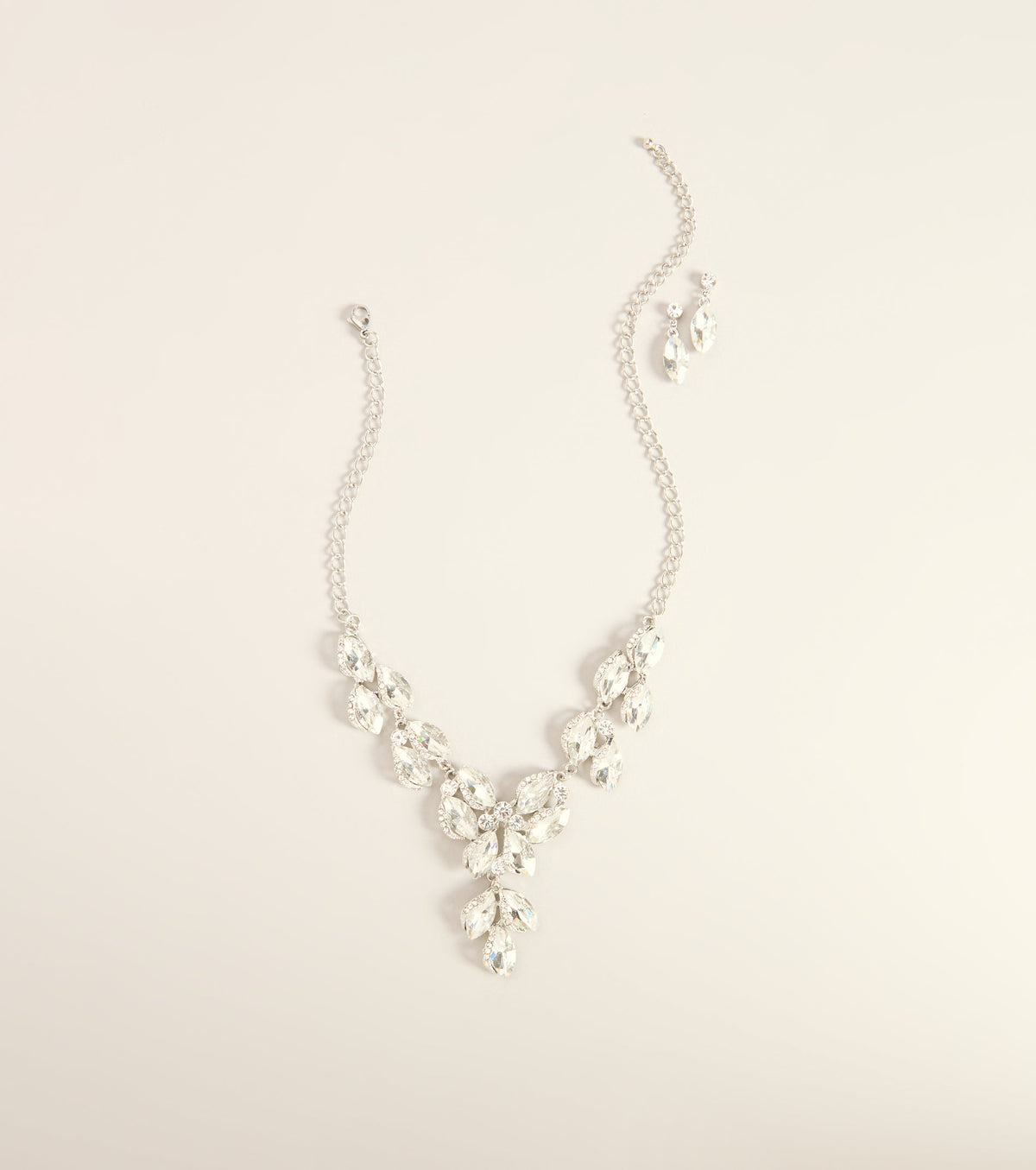 Perfect Match Rhinestone Necklace And Earrings Set