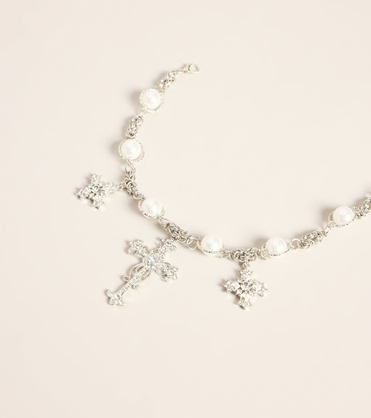 Sacred Spark Pearl Cross Necklace