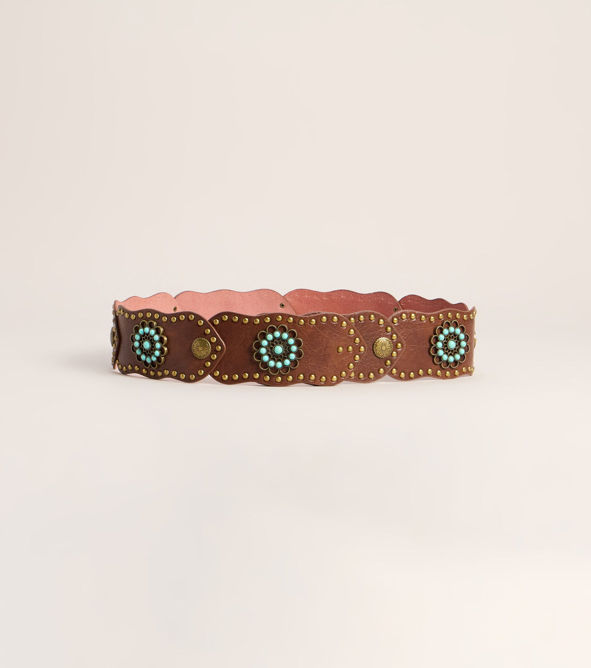 Desert Bloom Studded Faux Leather Belt
