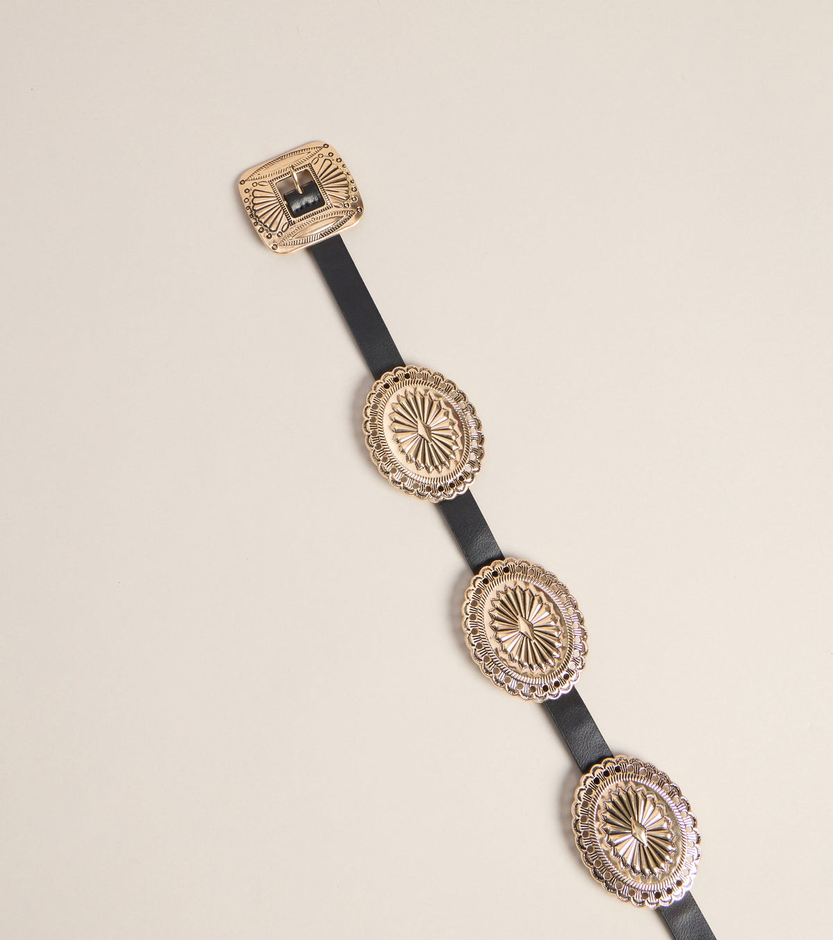 Vintage Western Charm Faux Leather Concho Belt