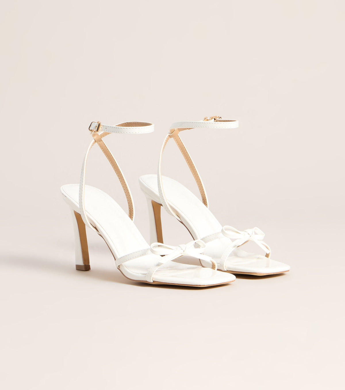 Glossy Glam Bow Strap Stiletto Heels