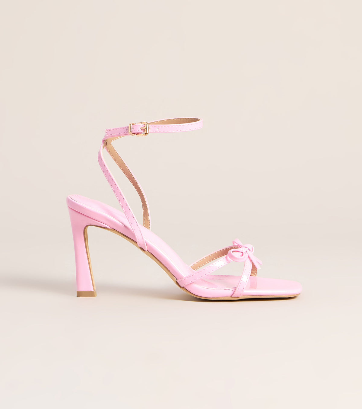 Glossy Glam Bow Strap Stiletto Heels