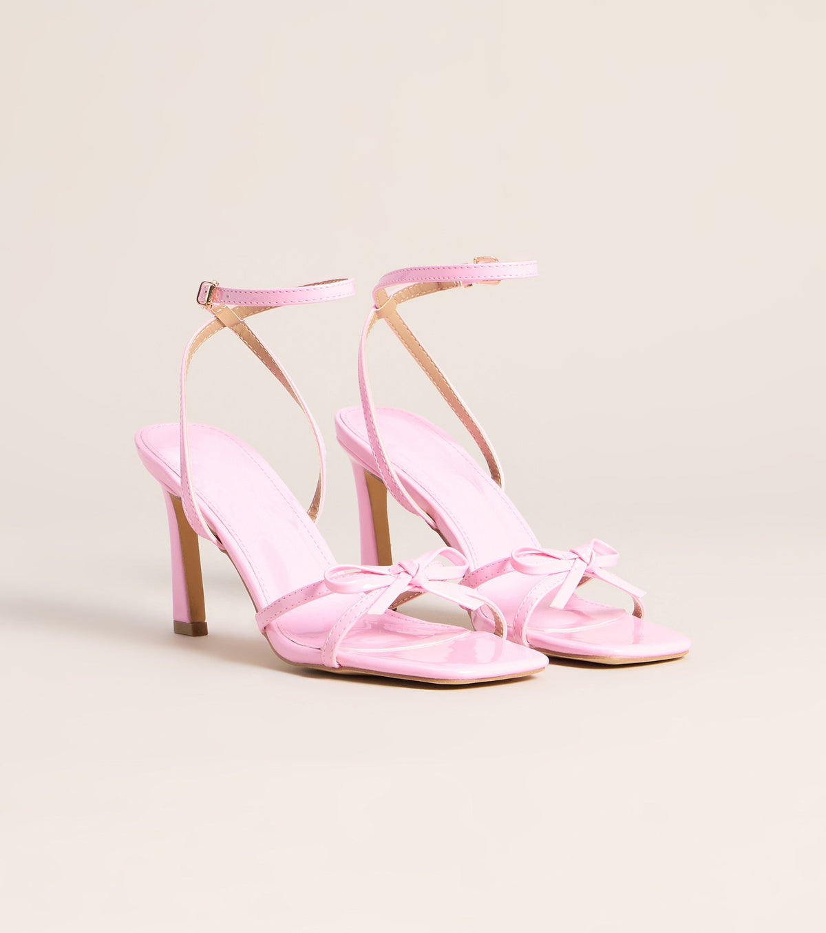 Glossy Glam Bow Strap Stiletto Heels