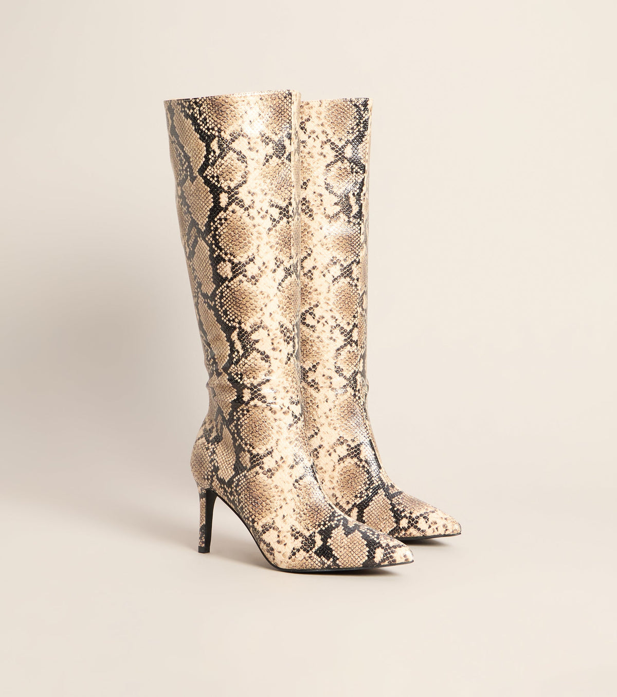 Wild Card Snake Print Knee High Boots