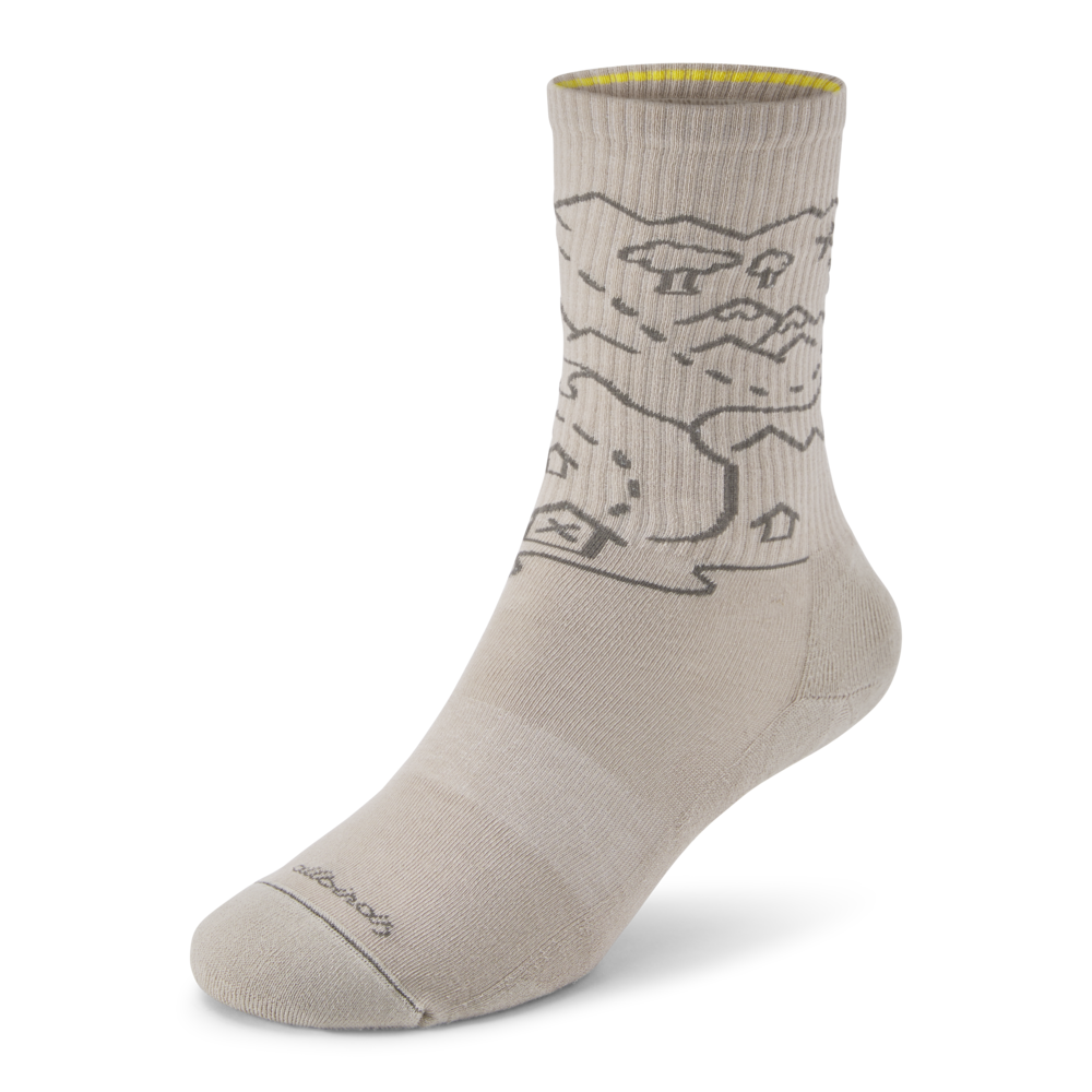 NZ Map Anytime Crew Sock in Rugged Beige (Hazy Pine)