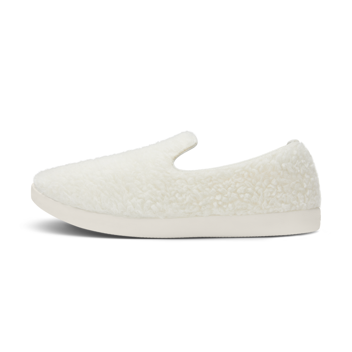 Big Kids Smallbirds Wool Loungers — Natural White Fluffs with Natural White Sole