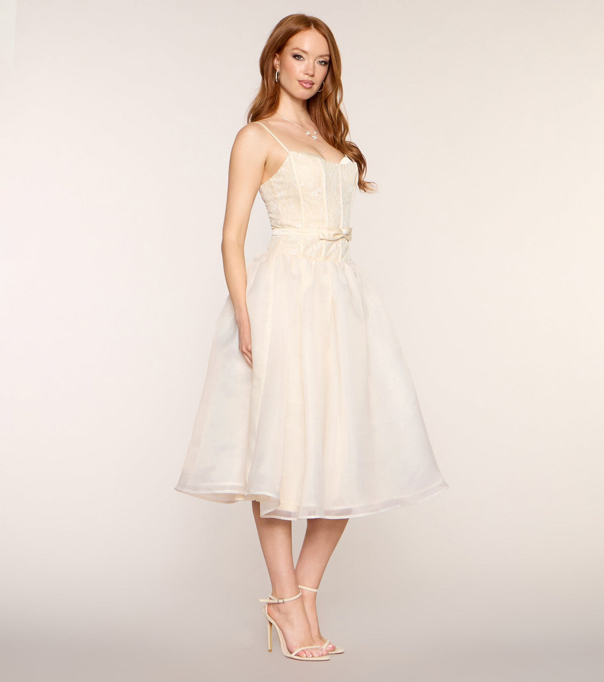 McKenzie Corset A-Line Midi Formal Dress