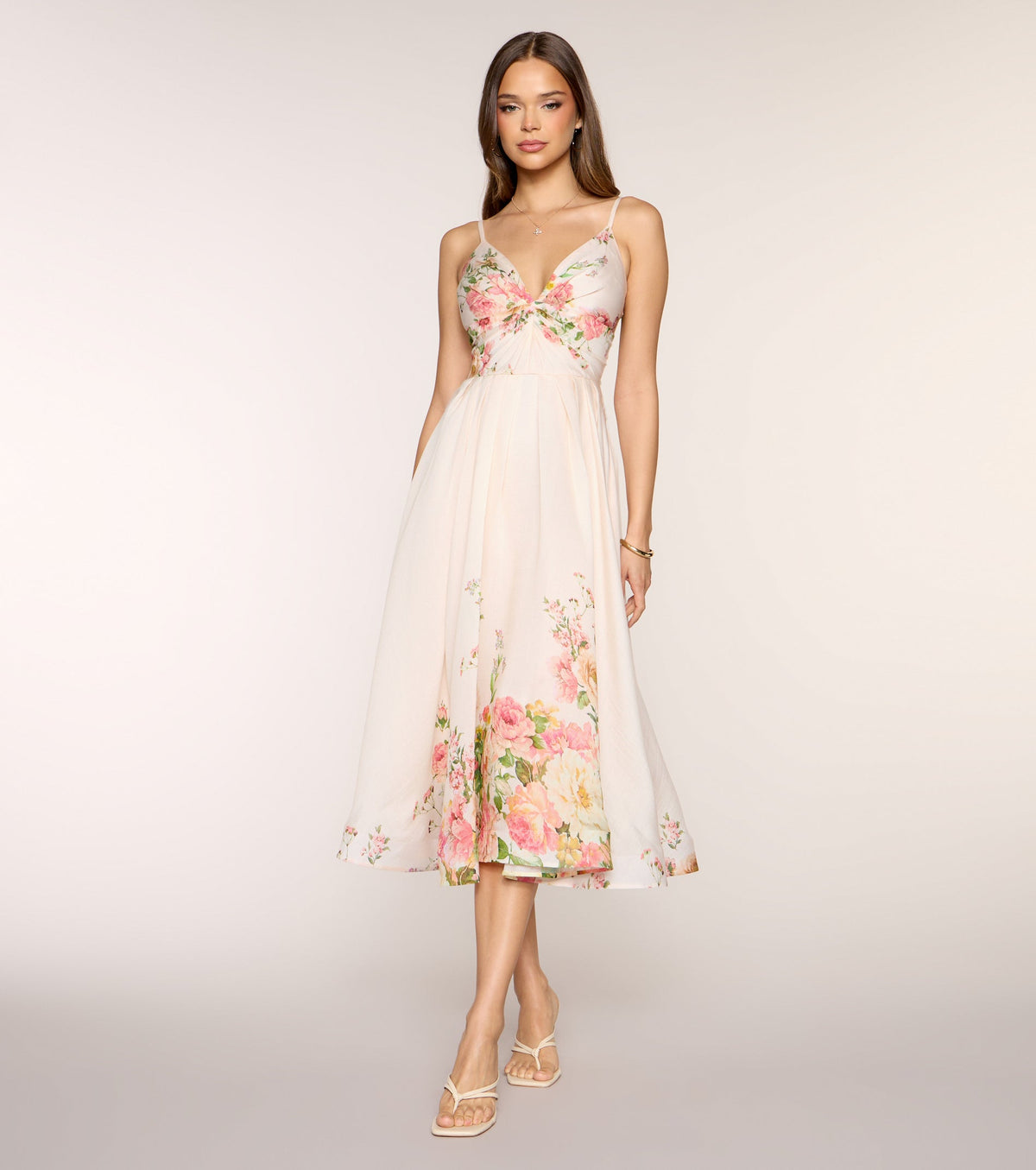 Courtney Floral Lace-Up Formal Dress