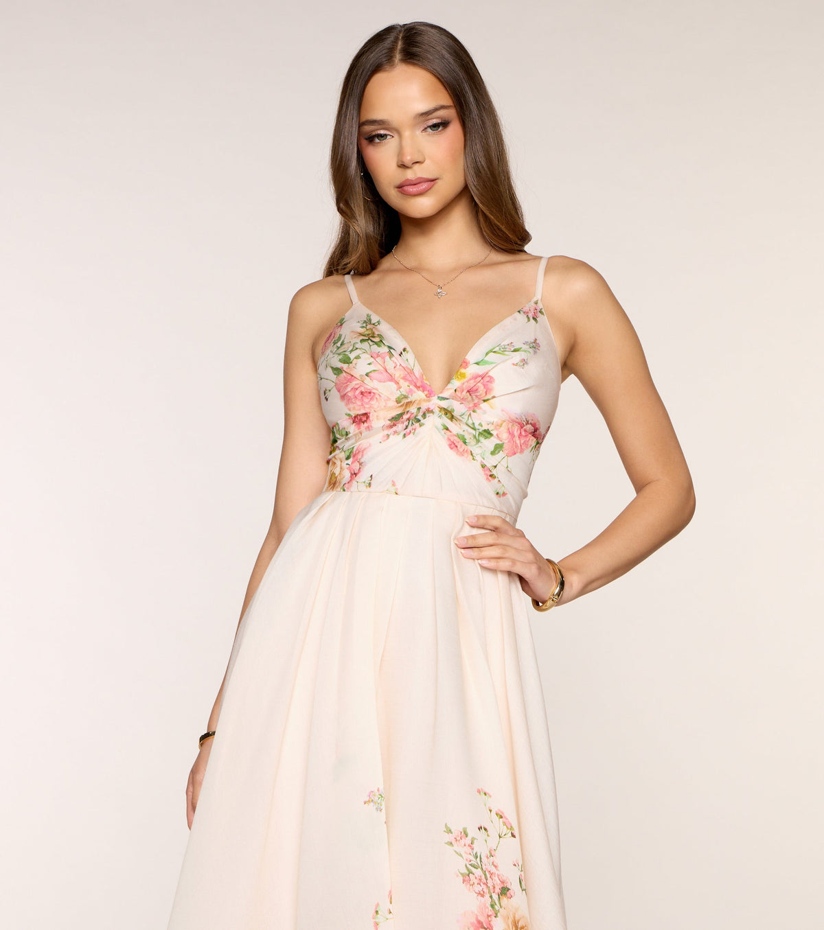 Courtney Floral Lace-Up Formal Dress