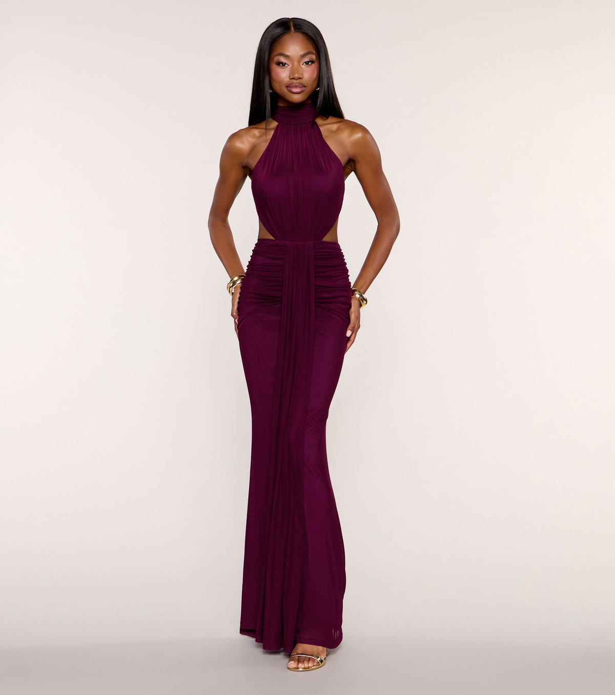 Emerie Mesh Mock Neck Mermaid Dress