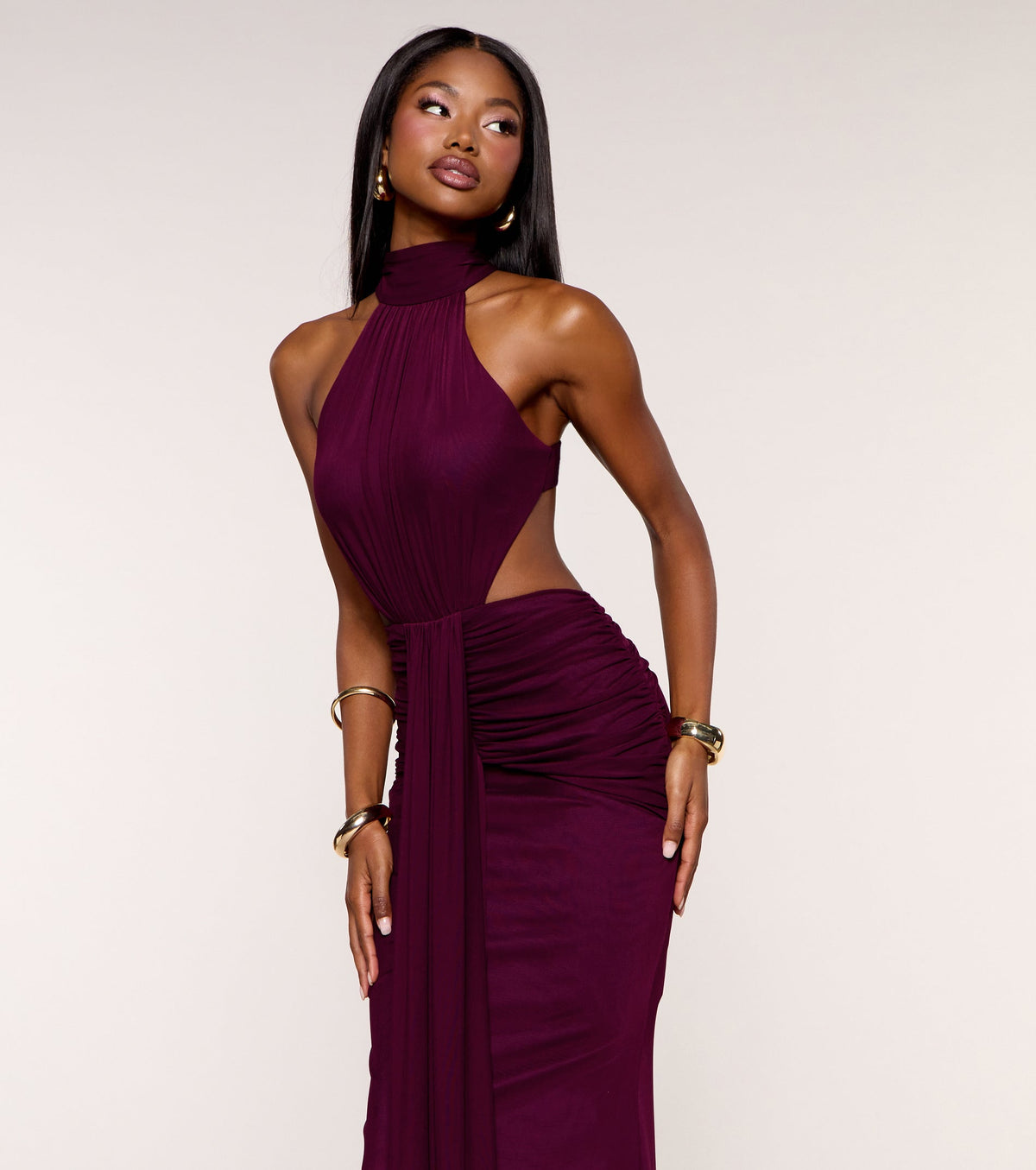 Emerie Mesh Mock Neck Mermaid Dress