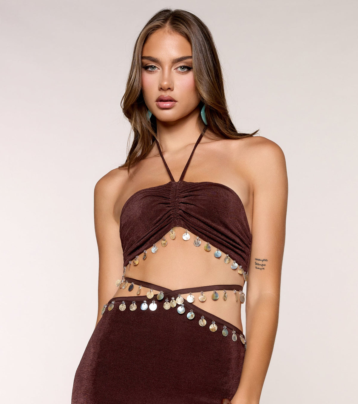 Jailene Cutout Coin Charm Formal Dress