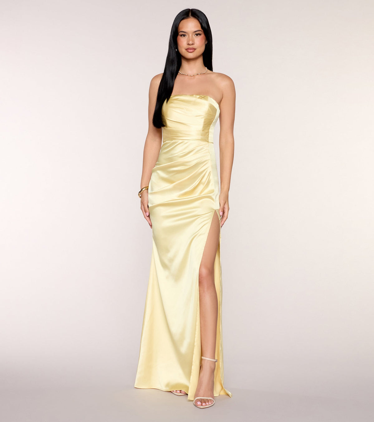 Jordan Satin Formal Dress With Scarf