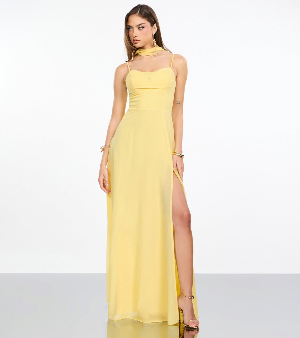 Cassidy Scarf Neck Chiffon Formal Dress