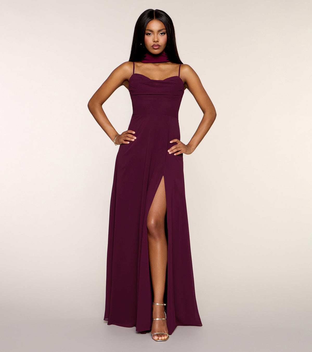 Cassidy Scarf Neck Chiffon Formal Dress