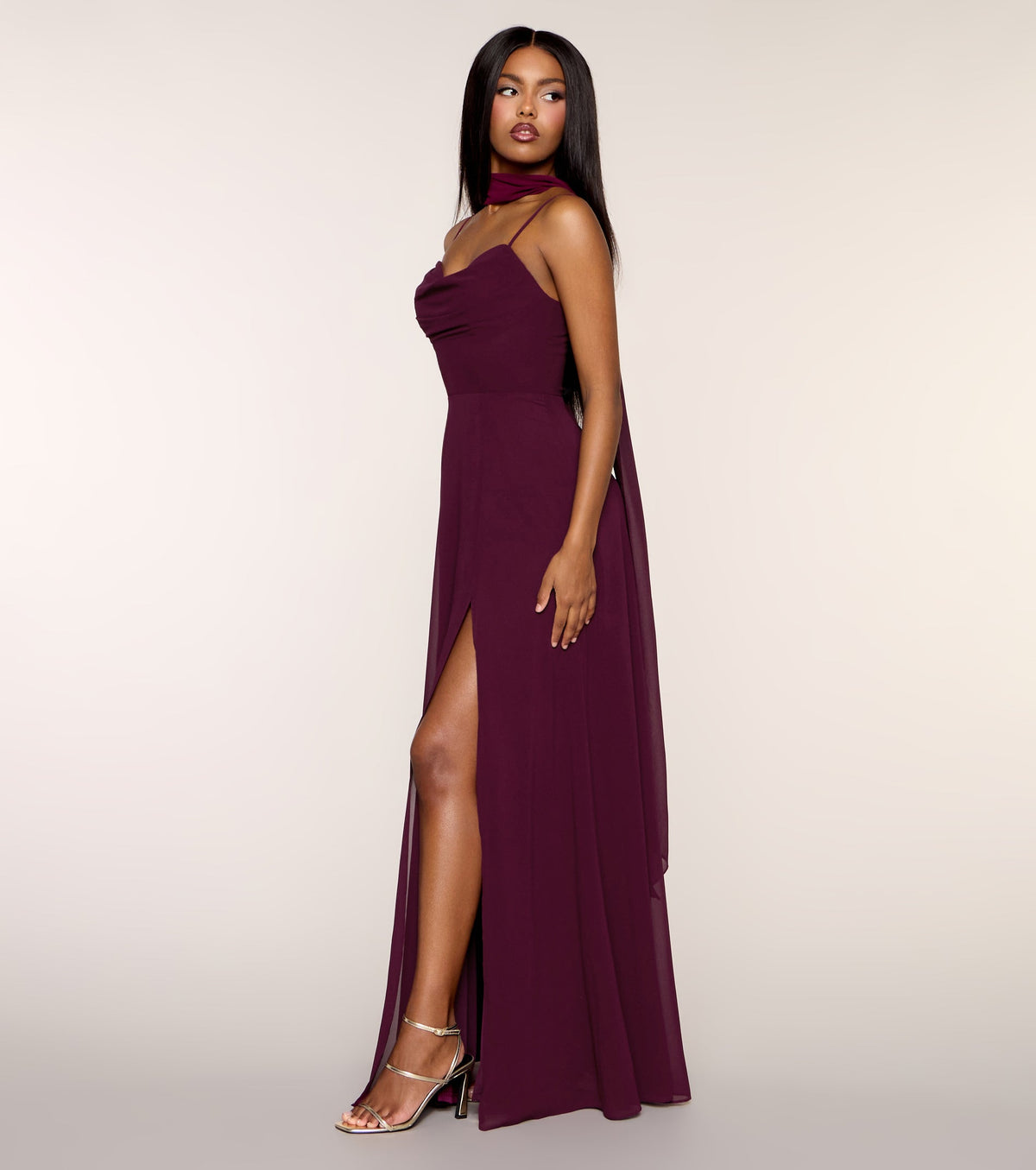 Cassidy Scarf Neck Chiffon Formal Dress