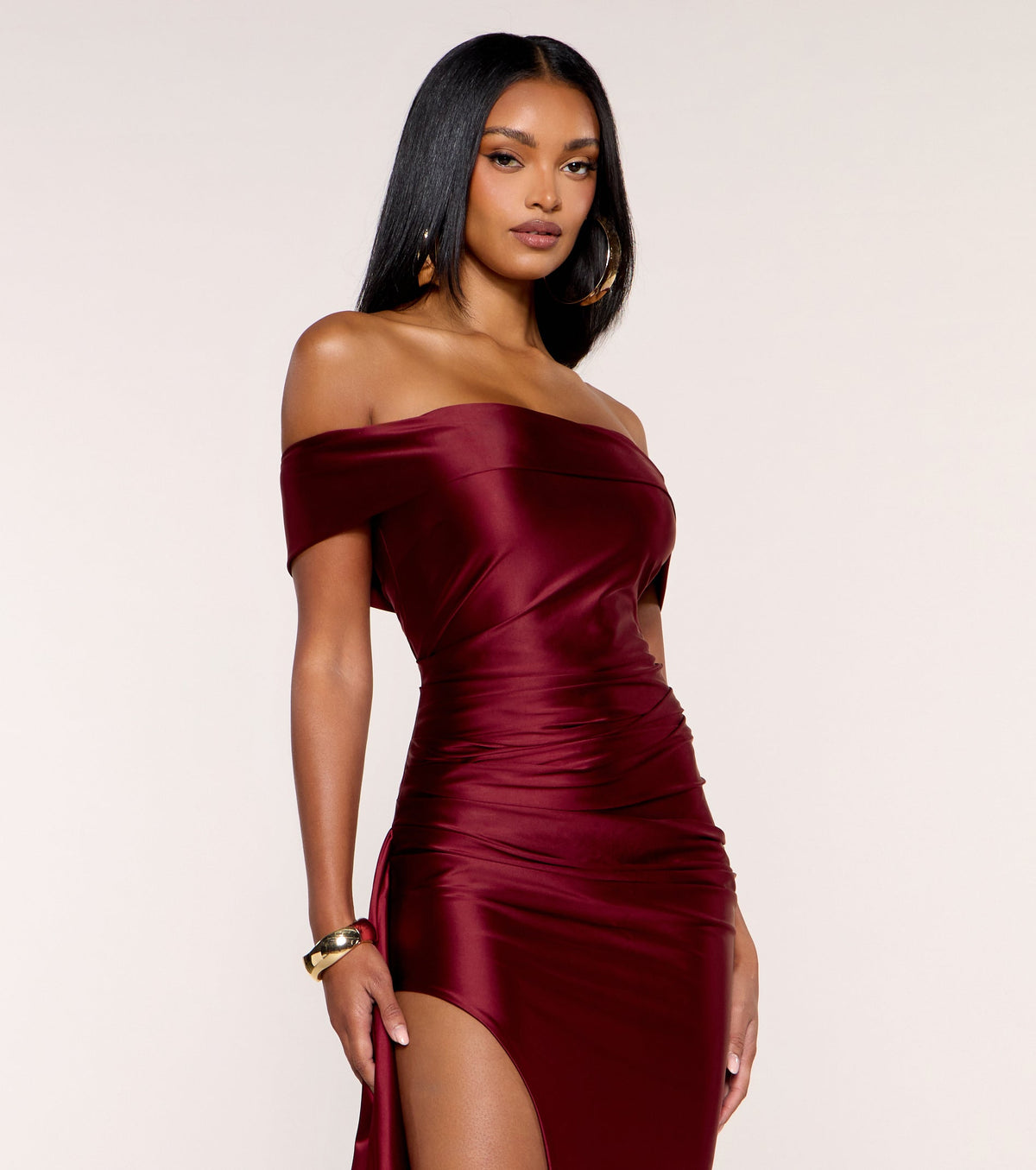 Aurette Off Shoulder Satin Mermaid Formal Dress