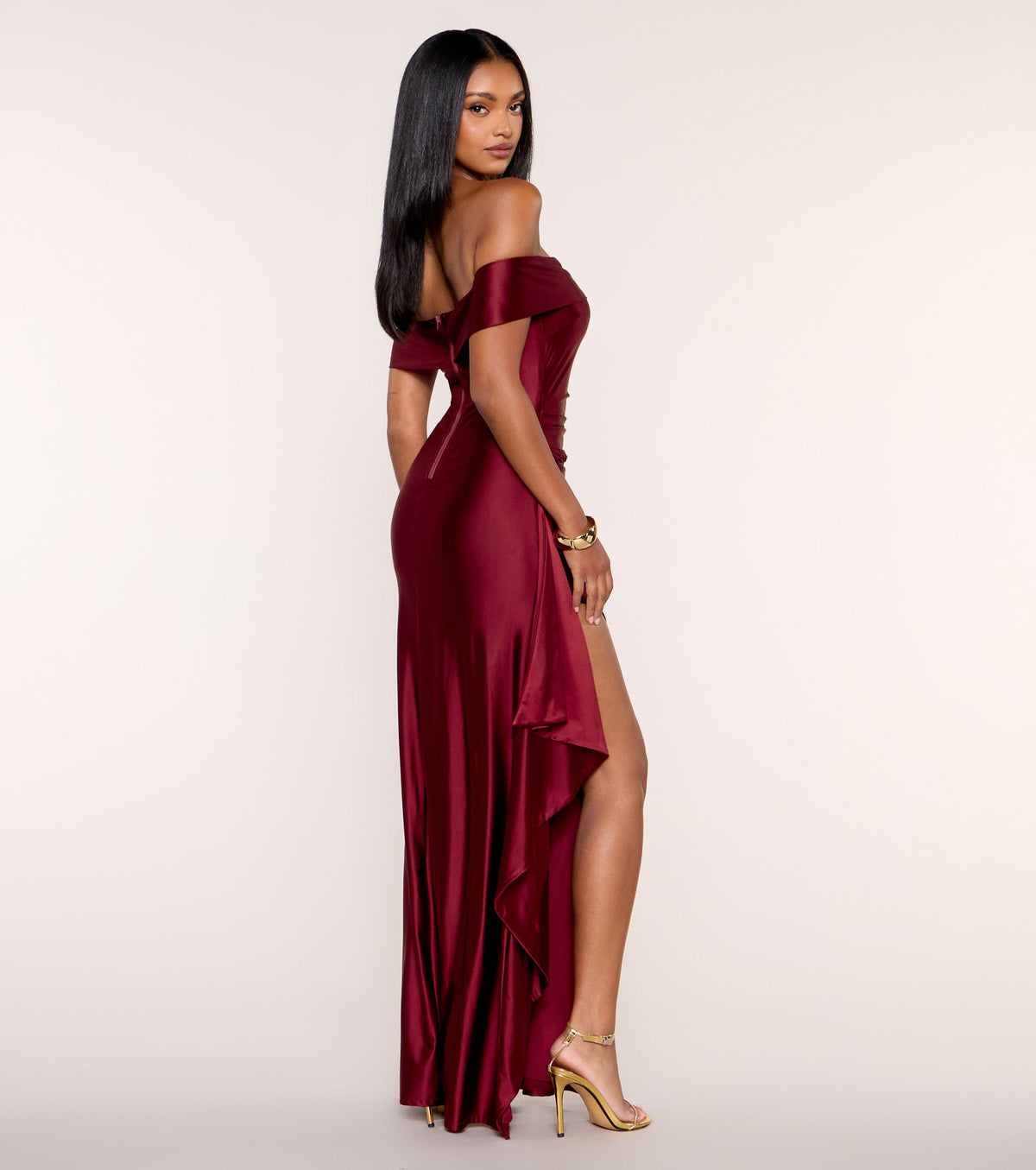 Aurette Off Shoulder Satin Mermaid Formal Dress