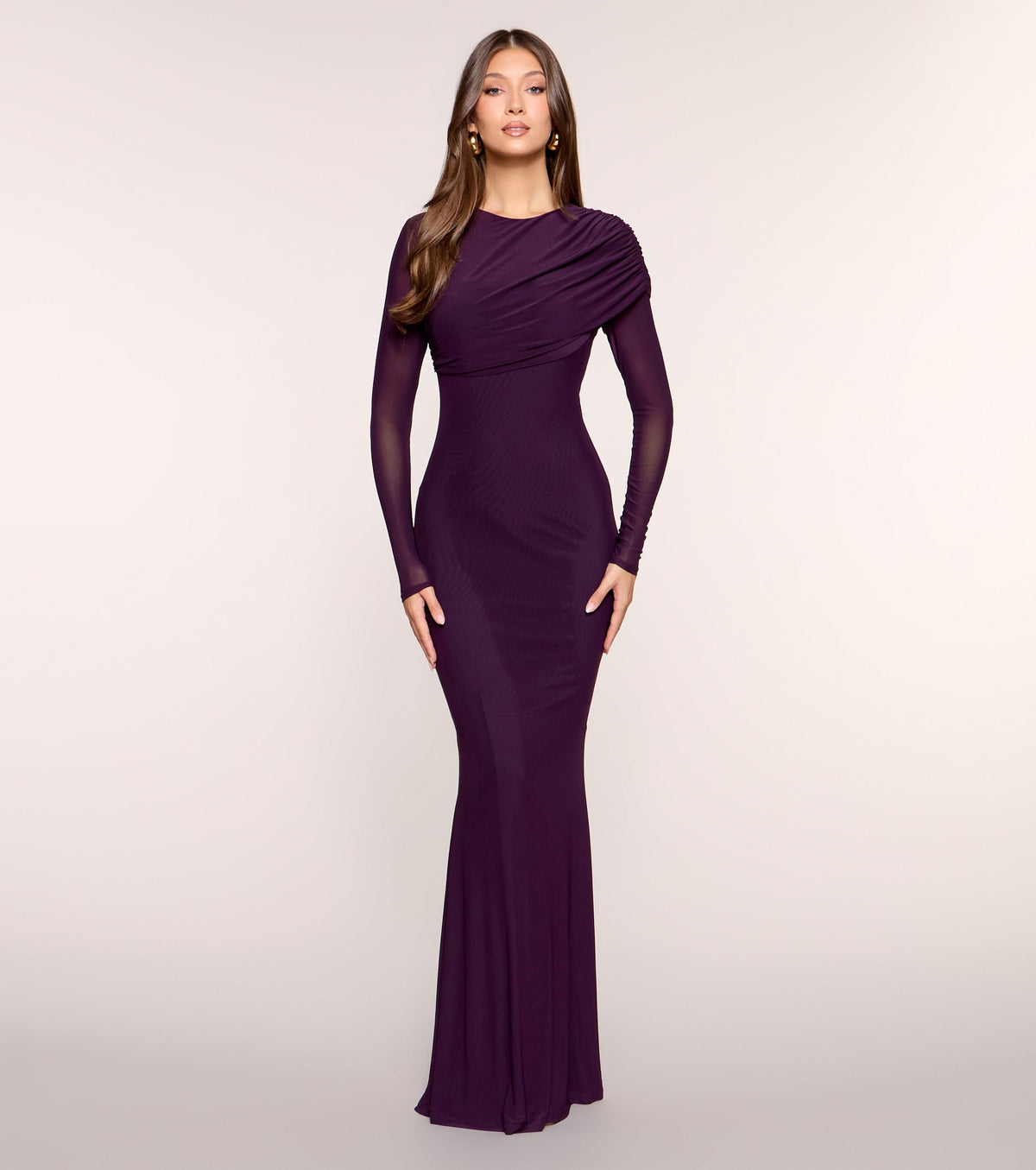 Evelisse Sheer Sleeve Mermaid Formal Dress