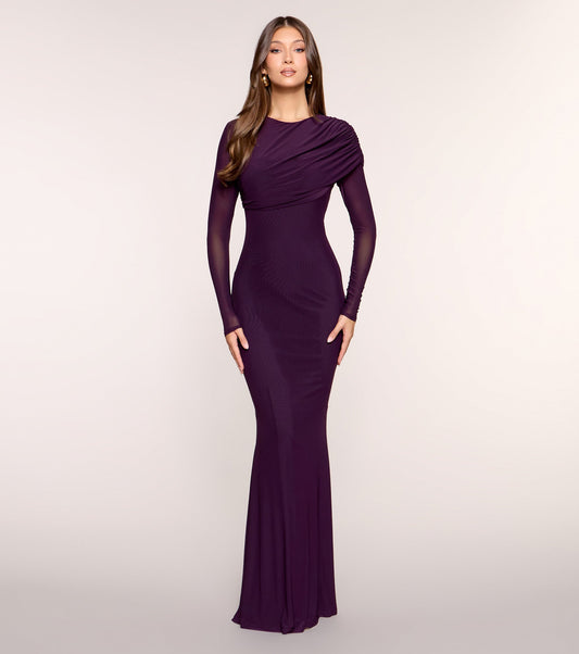 Evelisse Sheer Sleeve Mermaid Formal Dress