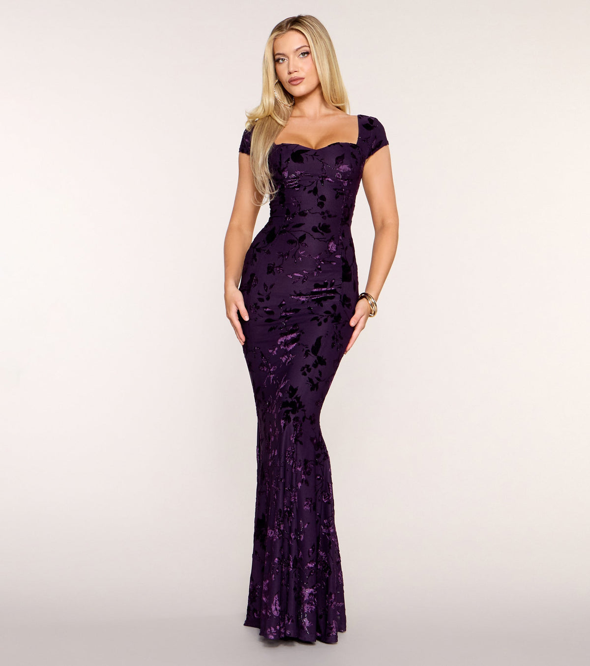 Quinn Floral Cap Sleeve Formal Dress