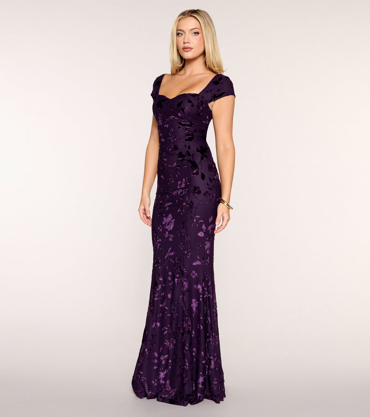 Quinn Floral Cap Sleeve Formal Dress