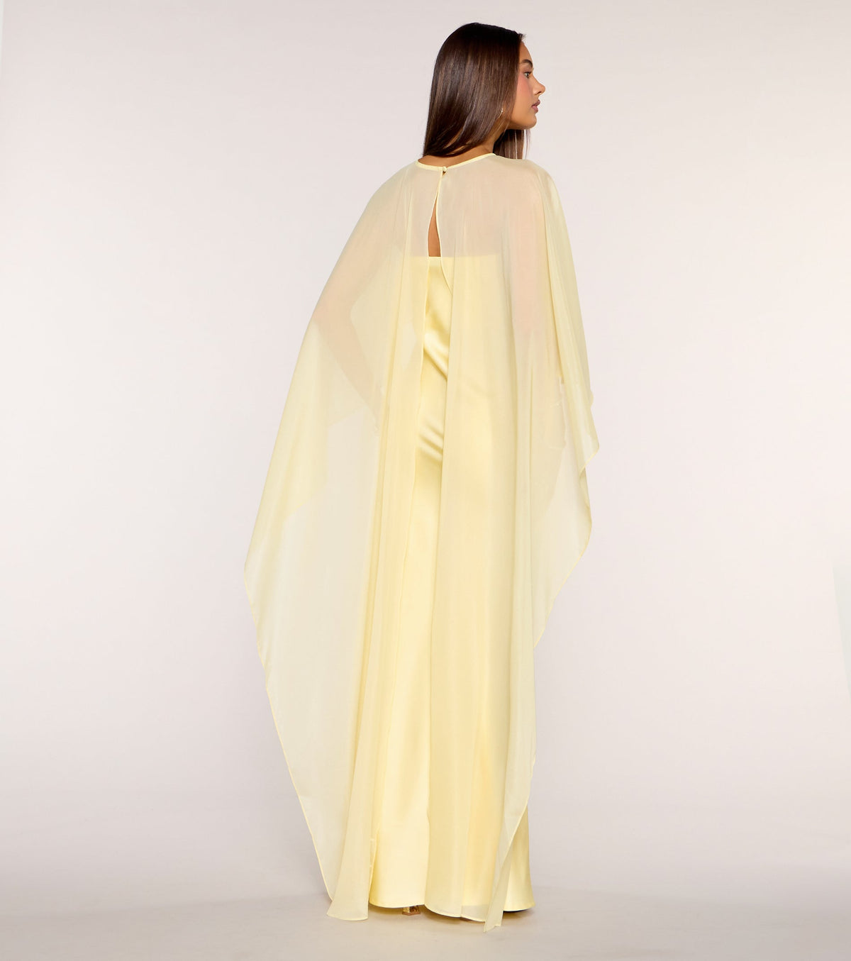 Felicity Satin Dress With Sheer Shawl
